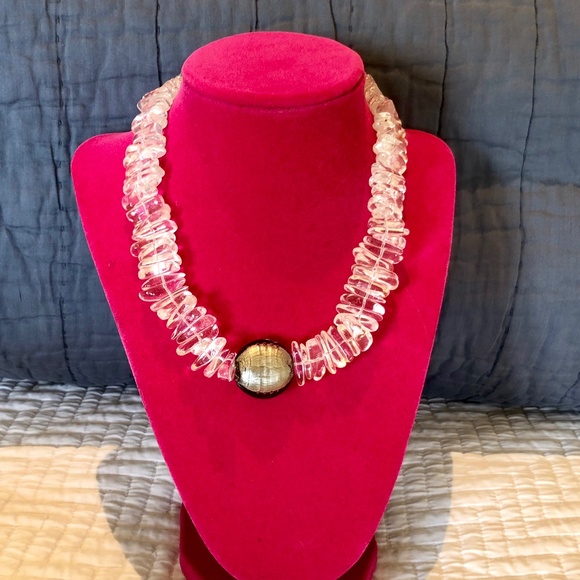 Lucite and Brushed Silver Statement Necklace - Picture 1 of 5